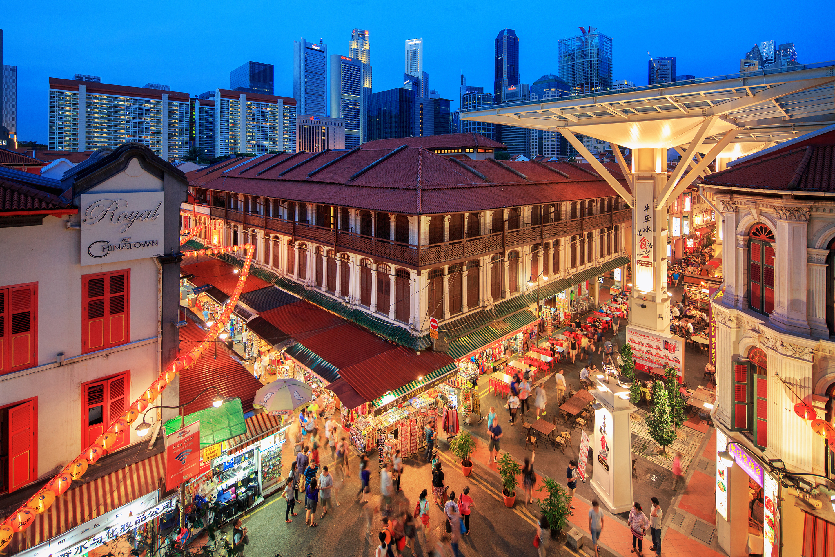 Colorful Chinatown street with lanterns