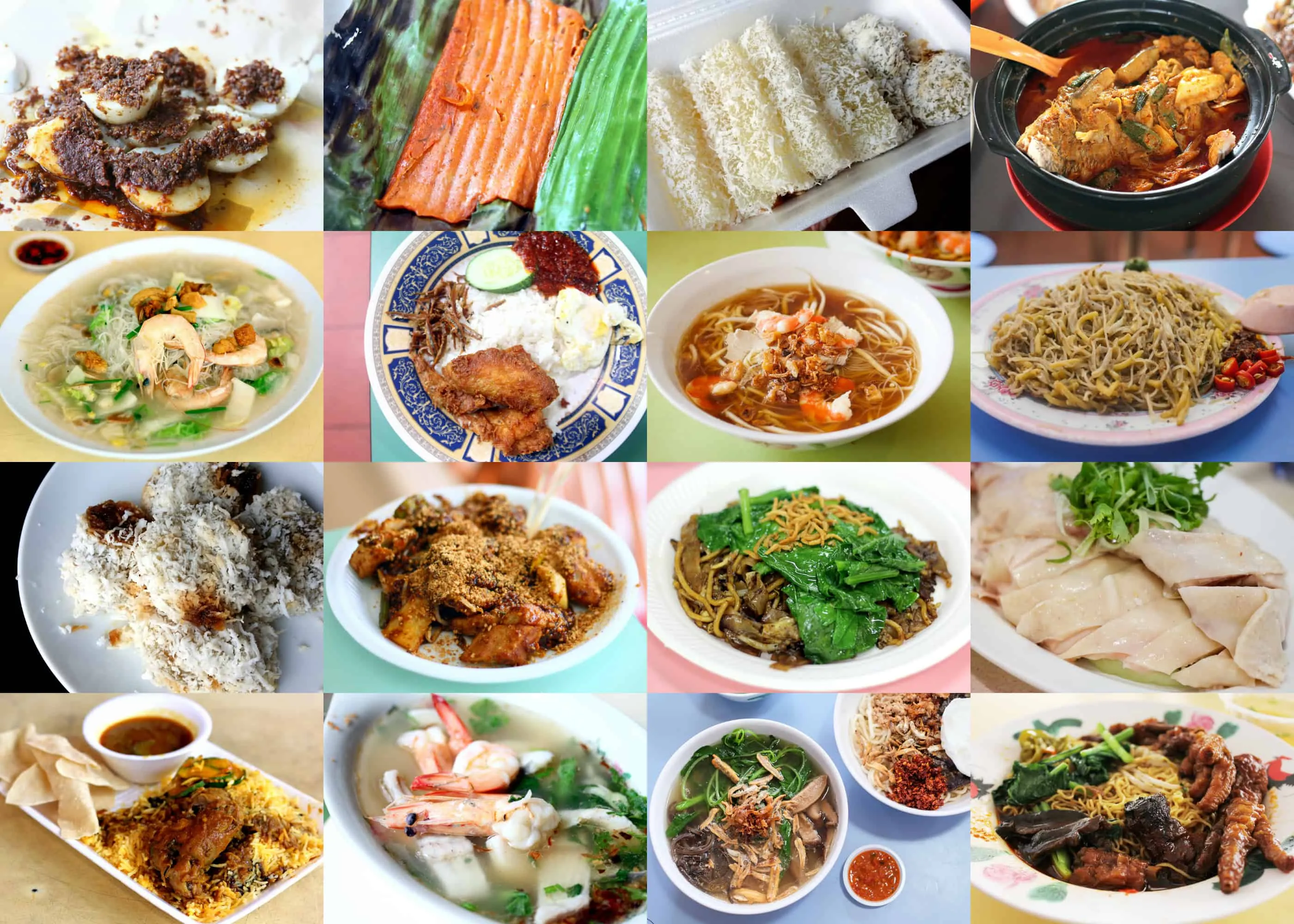 Delicious Singapore hawker food spread